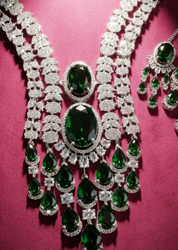 Green_Brass_Necklace_Set_For_Women